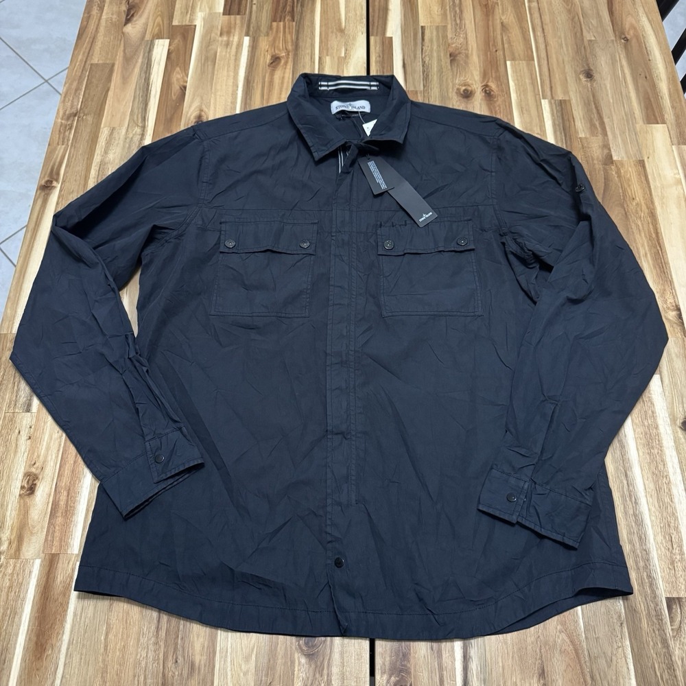 Stone Island Shirt Mens 2XL Black 2011 Double Pocket Overshirt Lightweight NWT
